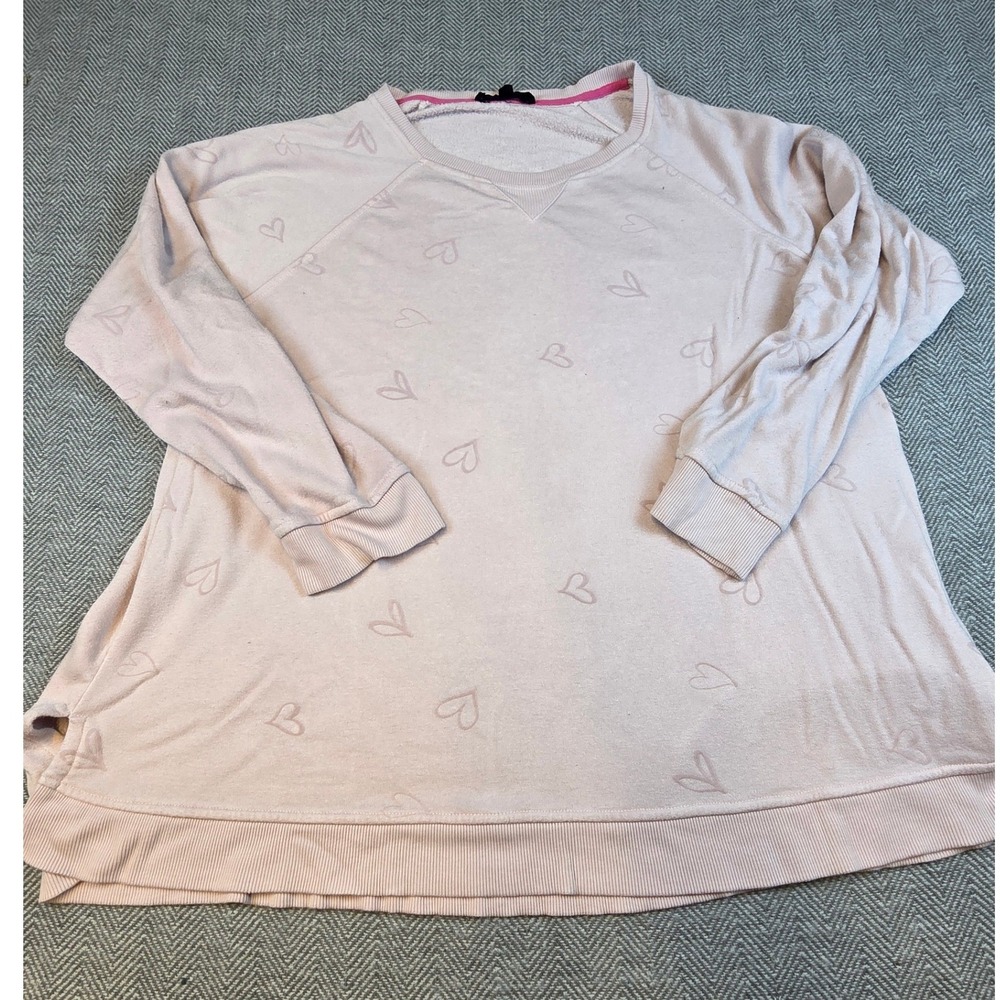 Jane & Delancey Pink Heart Print Raglan Long Sleeve Sweatshirt XL